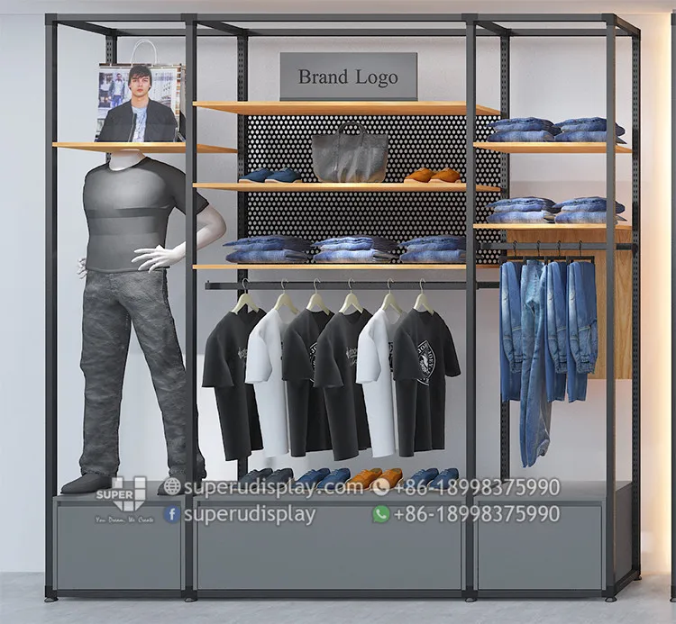 Retail Garment Store Large High Quality Decoration Display Metal Wall Shelf