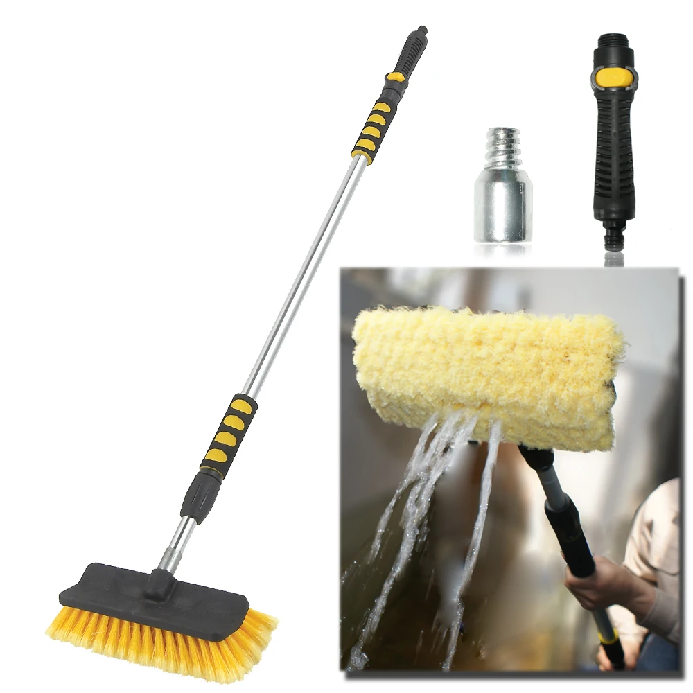 Soft bristle telescopic flow through car wash brush