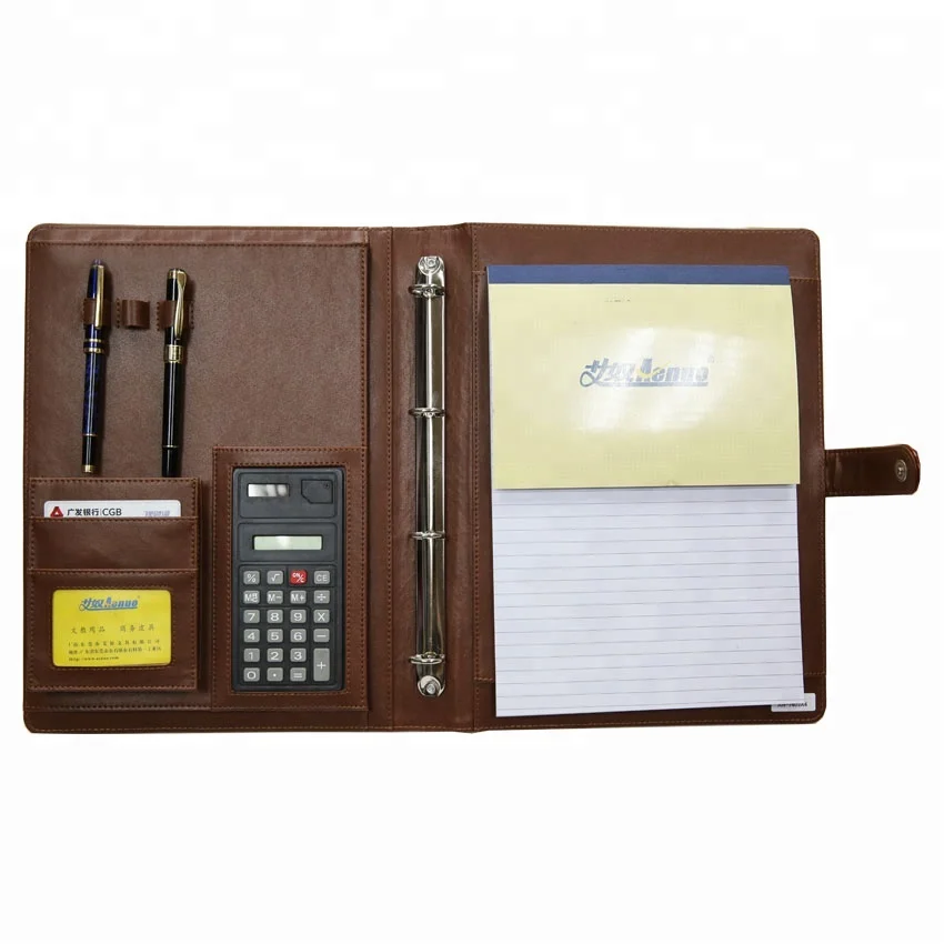 
Custom logo 9 bit calculator A4 clip file folder with closure 