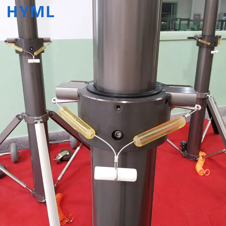 
Pull-down pin locking small telescopic mast with tripod and wheels portable 