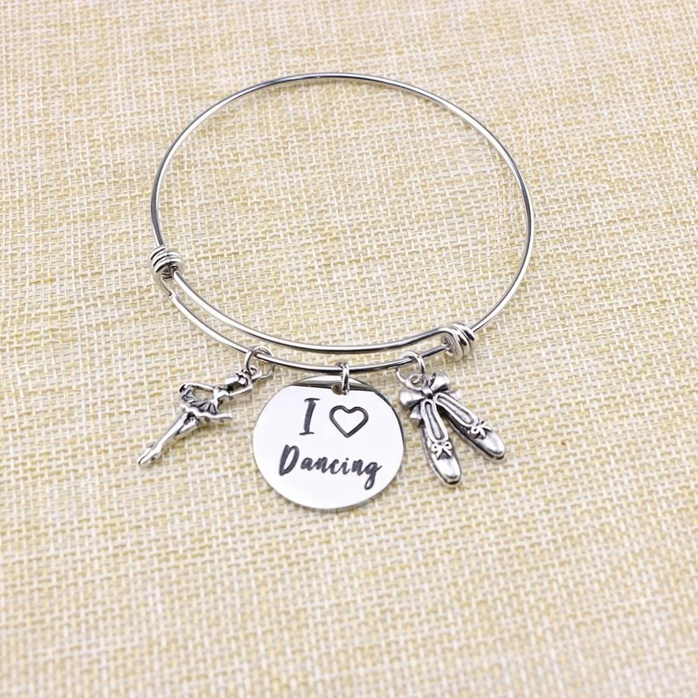 Hottest Gift Dance Adjustable Wire Bangle Bracelet With Charm  Wholesale For Women