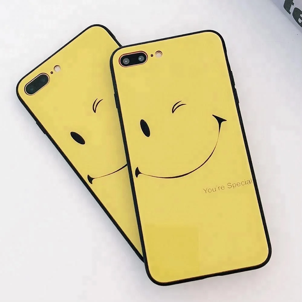 Желтый закаленное стекло 6 7 8 плюс х для iPhone Case Custom Shell