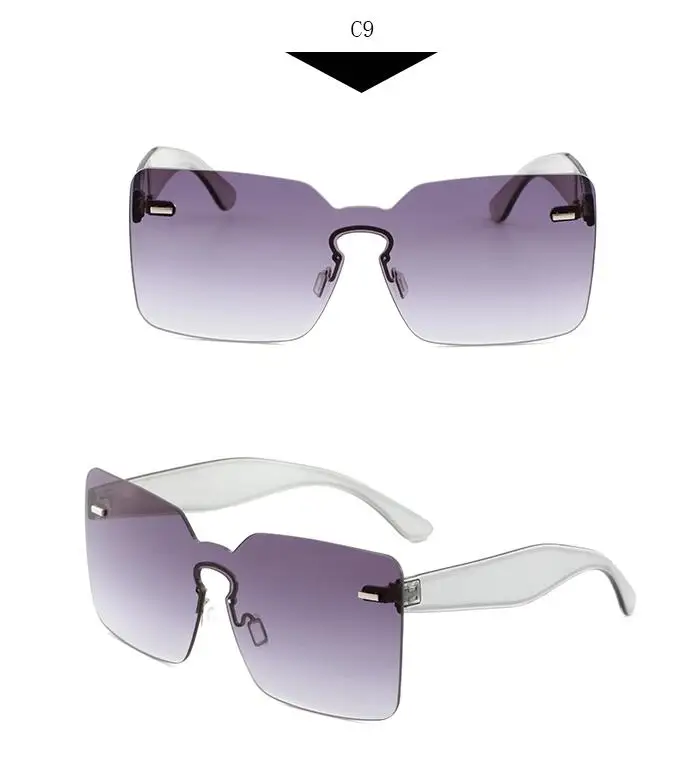 Queena Colorful Bold Oversize One Piece Mono Block Full Shield Rimless Color Sunglasses