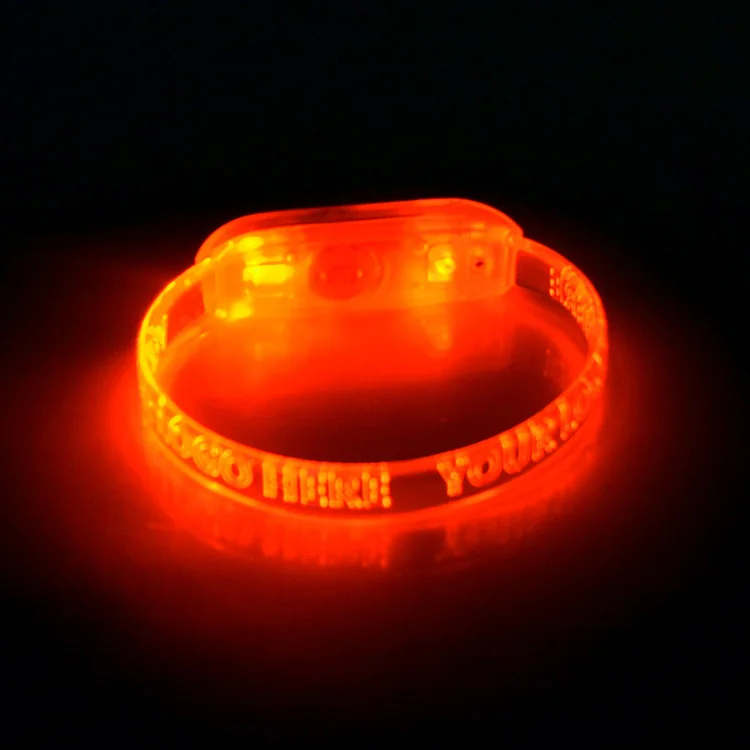 Customize LOGO Music Motion Activated Led Flashing Bracelet Glow In The Dark Wristbands for Concert Party Club