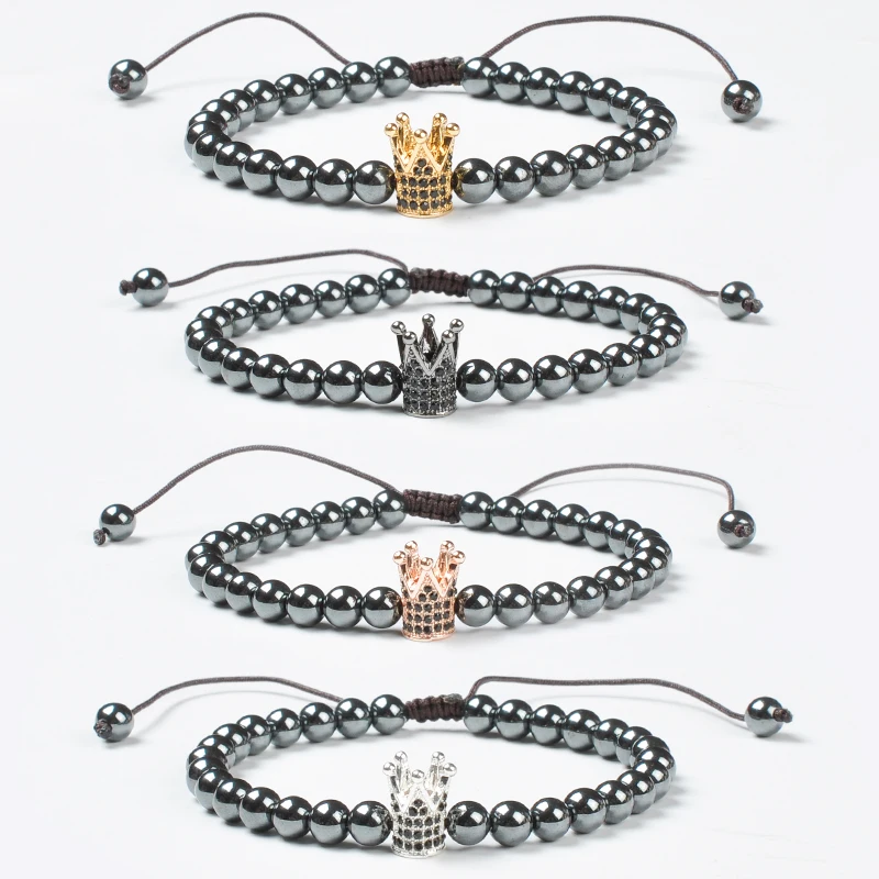 F150 Jewelry Adjustable Bangle Male Jade Diy Custom 2020 Charm Magnetic Healing Hematite Metal Fashion Crown Bracelet For Men