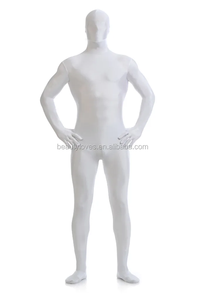 WHITE Unicolor Zentai Suit Full Body Suit Lycra Unitard Spandex Suit Catsuit Halloween Costumes