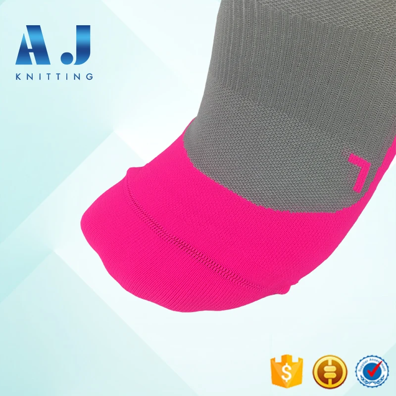 AJ 1822 New Fancy Mens 20-30mmHg Grey Pink Sport Running Nylon Compression Socks Manufacturer