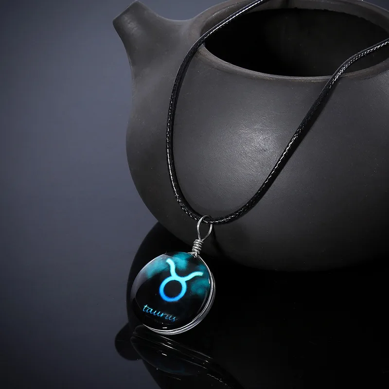 Fashion glow in the dark zodiac necklace pendants for women wholesale N8000126