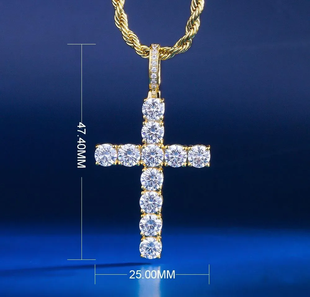 KRKC Drop Shipping 1pcs Service Silver White 14K Gold Small 5A CZ Diamond Cross Pendant Necklace
