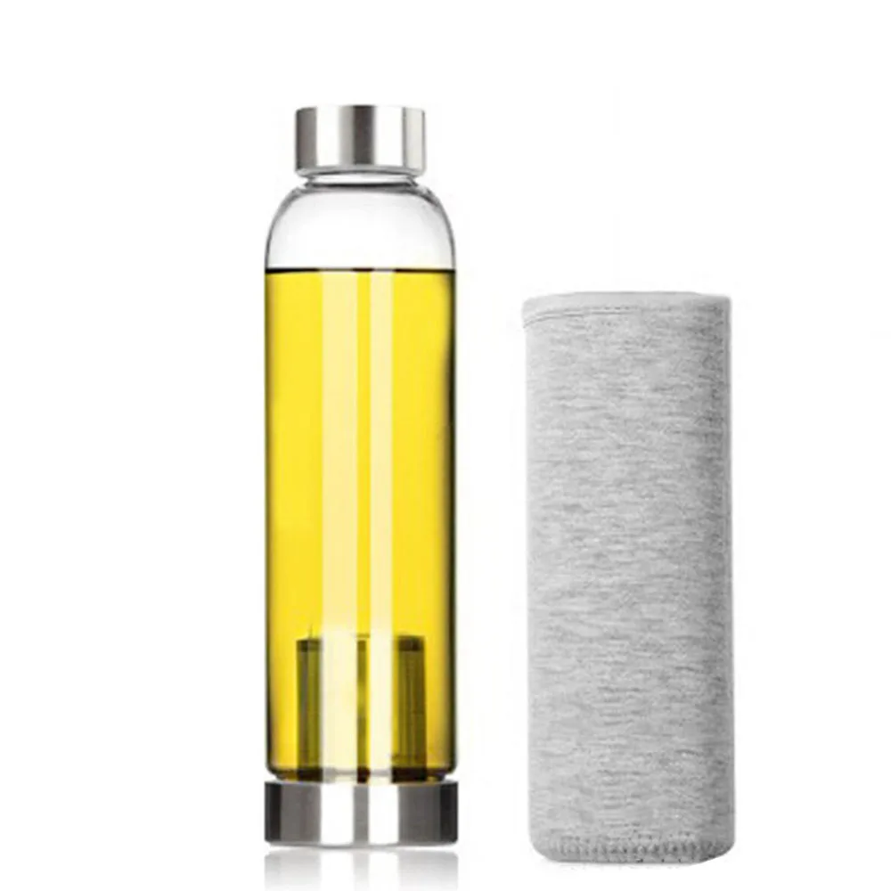Glass Water Bottle With Tea Filter Infuser Protective Bag