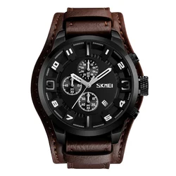 Imported battery watch brand Skmei 9165 removable leather band watch foe man custom chronograph watch