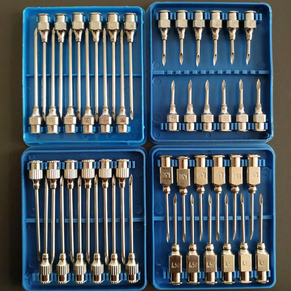 Disposable sterile surgical stainless steel veterinary metal needles for animals