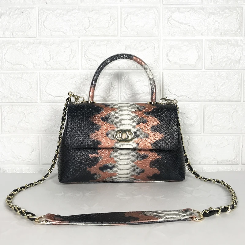 
MOQ 1 PCS 2019 Ladies brand name hand Bags Handbags designer women shoulder bags fashion Snake skin leather 