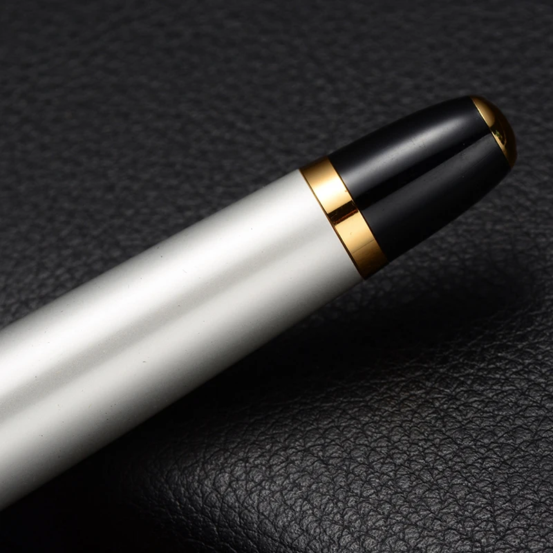 Ручка перьевая белая с гравировкой логотипа, уникальная идея для подарка, металлическая, инновационная, с зажимом, под заказ