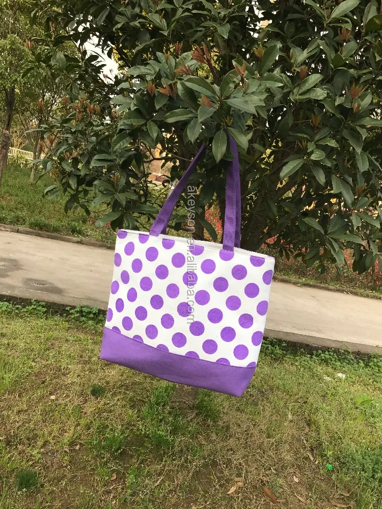 
Wholesale Monogrammed Canvas Polka Dot Beach Bag 