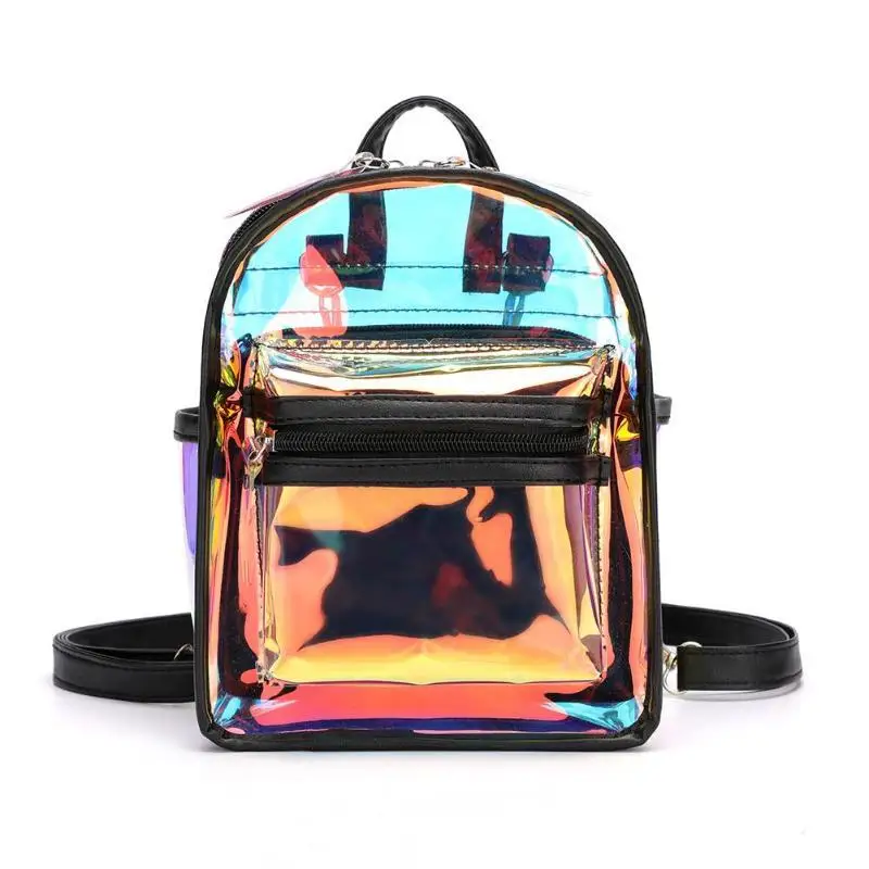 Модный мини-рюкзак из ПВХ, голографические прозрачные рюкзаки с голографическим дизайном