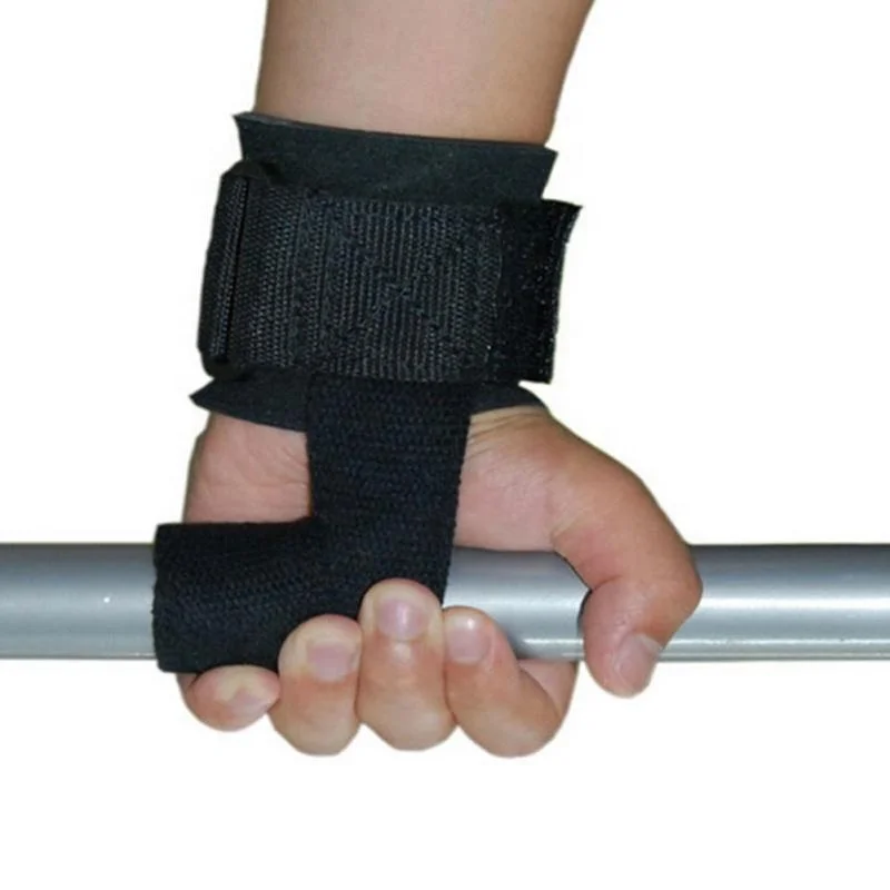 Black Powerlifting Wrist Padded Weight Lifting Support Straps Hand Sport Cross Train Fitness Safety Gym Gloves
