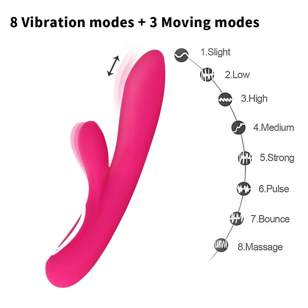 LEVETT Elise Soft Silicone  Strong Vibrating with Moving up and Down G-spot Messager Sex Toy for Woman Vibrator