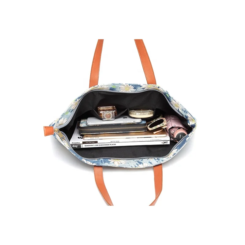 
custom printing jean tote bag 