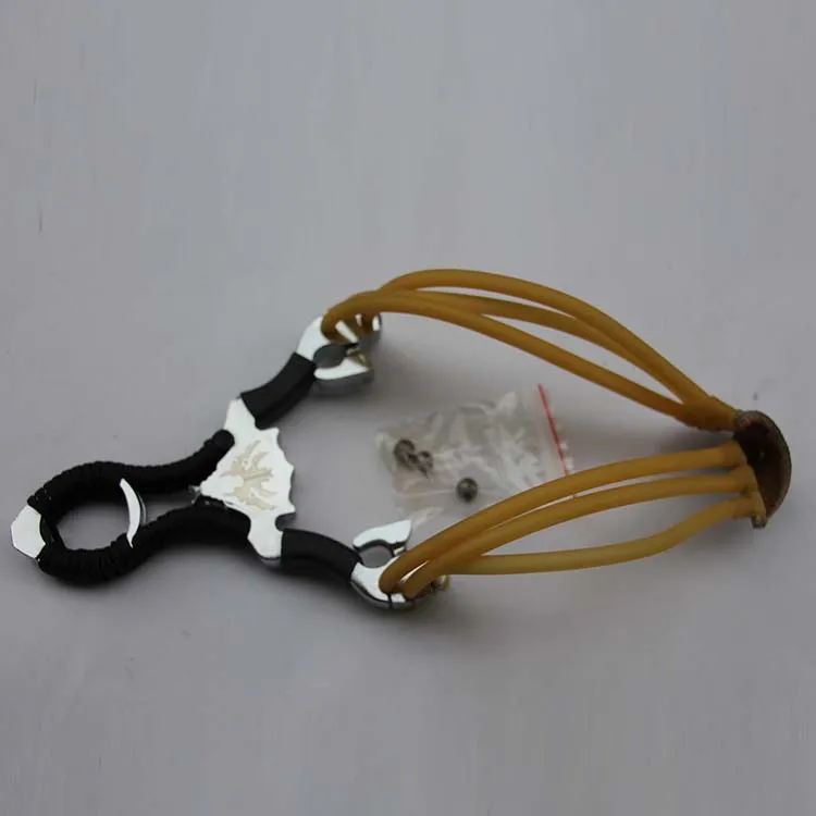2018 Stainless steel Slingshot For Hunting Catapult Flat rubber Band Outdoor Shooting Powerful Handheld Bow New