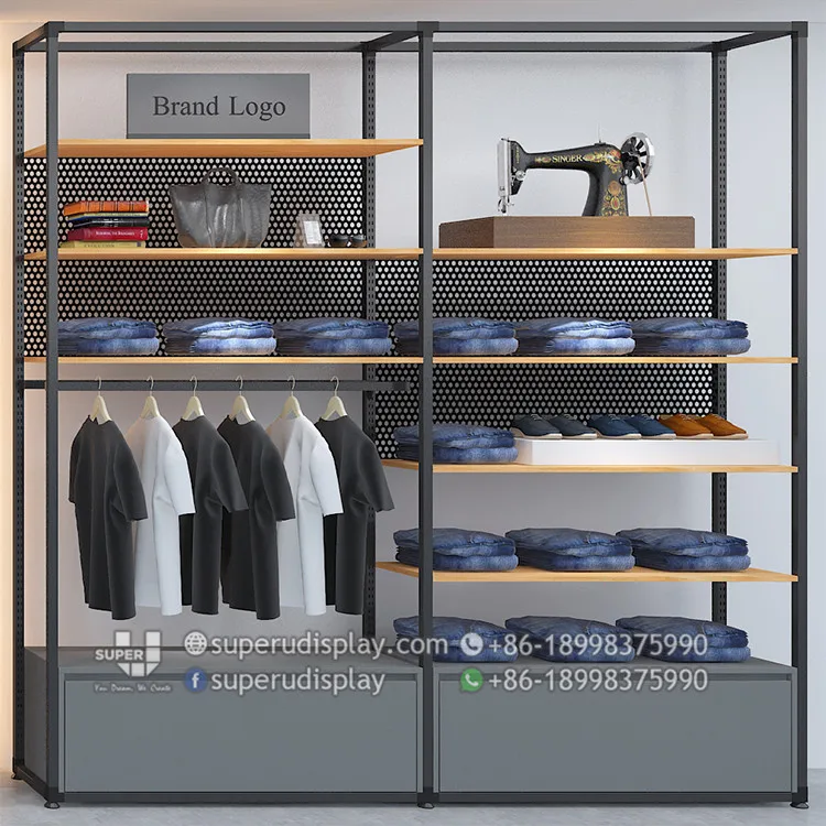 Retail Garment Store Large High Quality Decoration Display Metal Wall Shelf