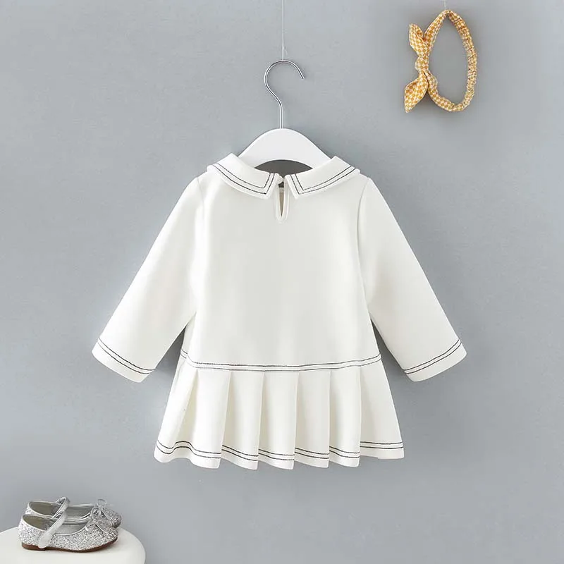 Spring/Autumn Kids clothing Long Sleeve  White Children Girl Dress child dress