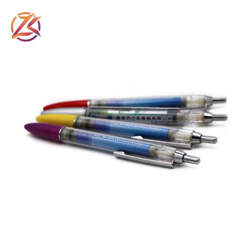 Transparent Barrel Promotional Flag Slogan Ball Pen Calendar Pen Advertising Pull Out Banner Pen