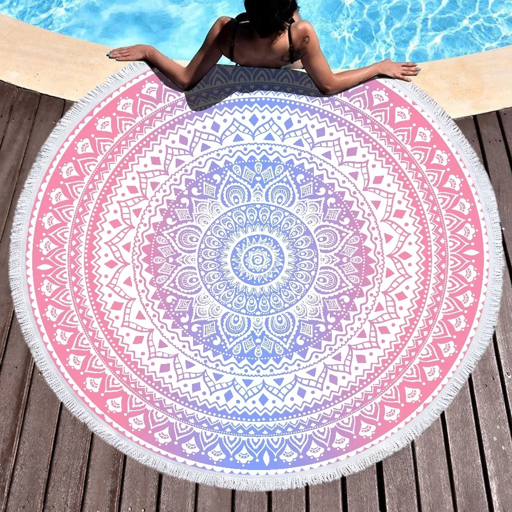Custom Made Microfiber digital printed Round Beach Towel