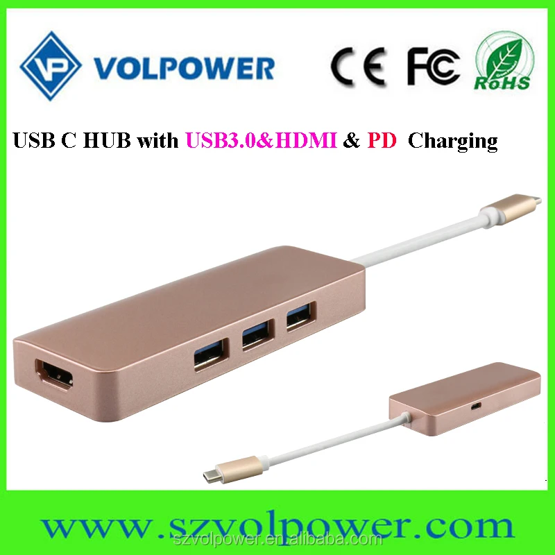 New Trends 2017 C800 4 Ports USB3.1 Type C USB Hub for Macbook with CE FCC Rohs