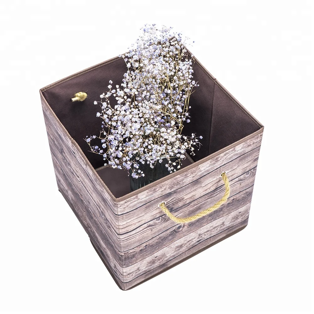 Wood Grain Cube Opening Storage Clothes Box