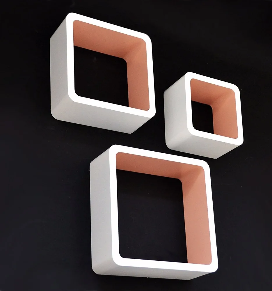 Chinese home wooden decorative floating wooden wall mount corner book cube shelf design