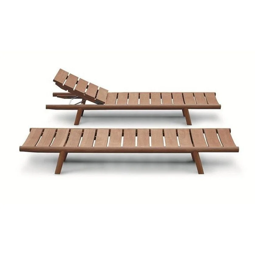 Hotel Outdoor Garden and Beach Use Teak Wooden Sunbed Sun Lounger