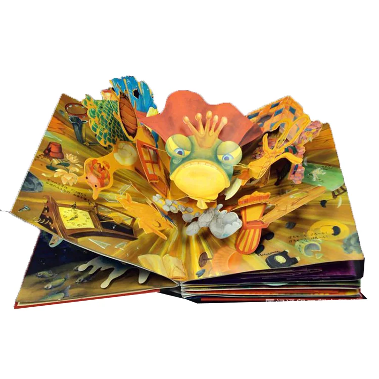 Custom printing children easy english 3d pop up cartoon animal story cardboard books