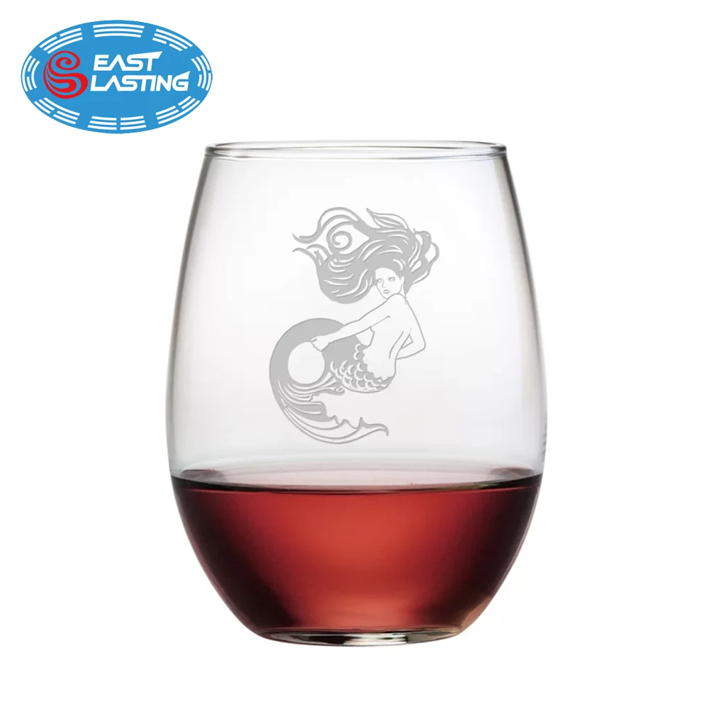 
Anchor laser engraved custom branded logo stemless wine glass tumbler for red or white wine 