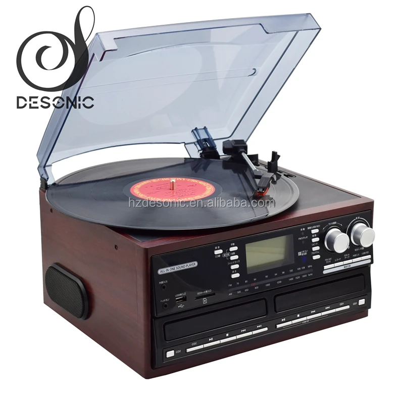 DUAL CD BURNER TURNTABLE WITH USB RECORDER CASSETTE RADIO