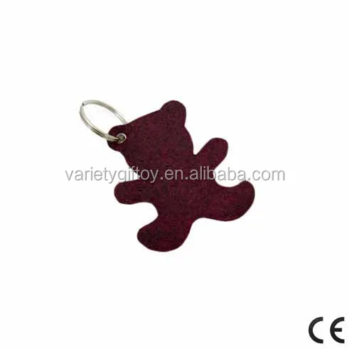Eco-friendly laser cut bear shape felt key chain/key ring for promotion