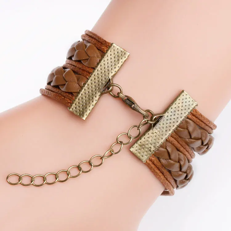 Hot sale time gem glass bracelet cartoon unicorn braided leather bracelet