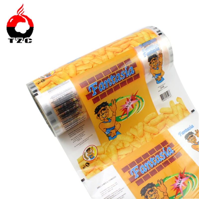 heat seal transparent color plastic film for original chips sachet packaging