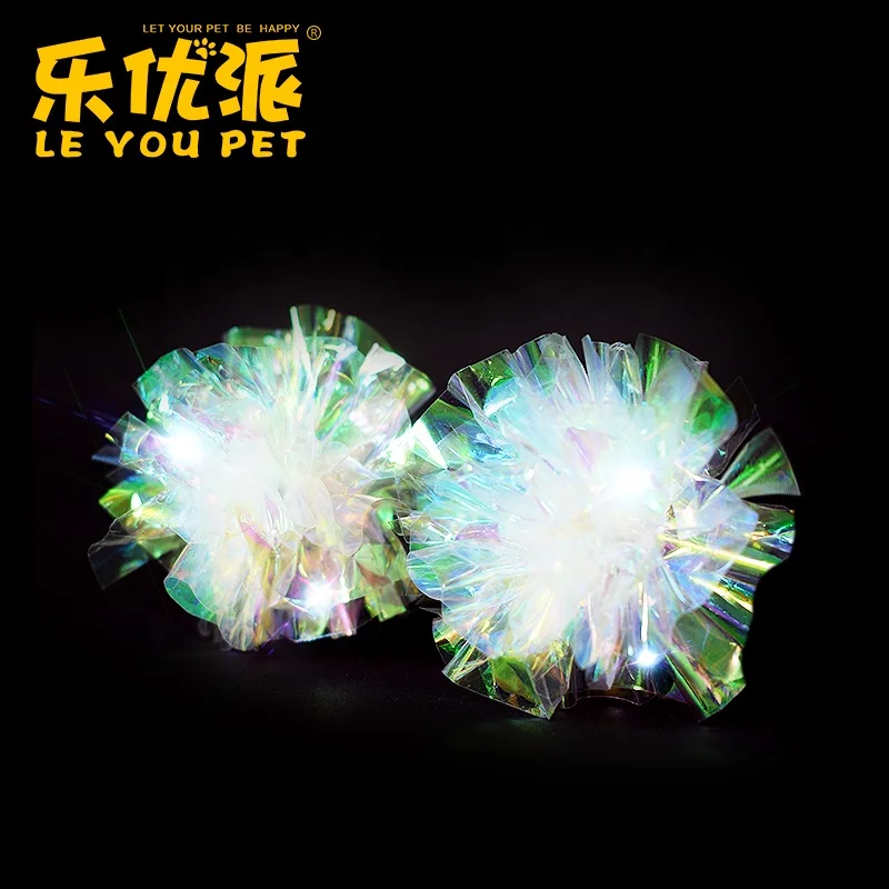 Leyou pet Colorful Environmental Health Kitten Playing Sound Crinkle Paper Balls, Ring Paper Cat Toy