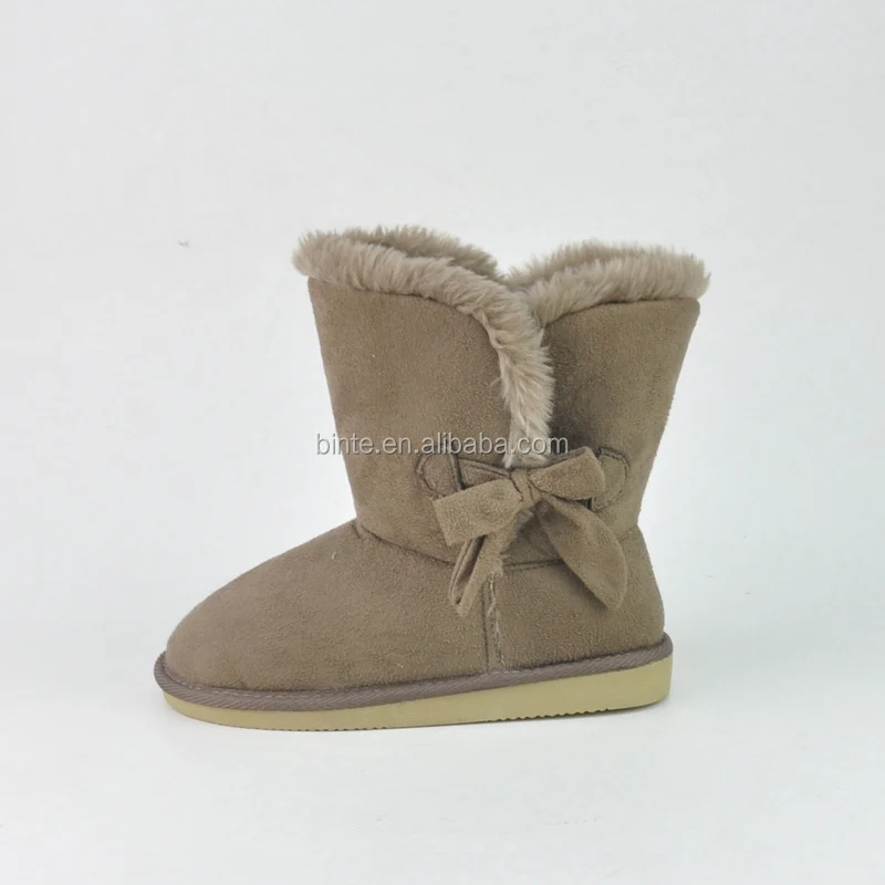 
Little girls pink winter warm ankle fur kids boots 