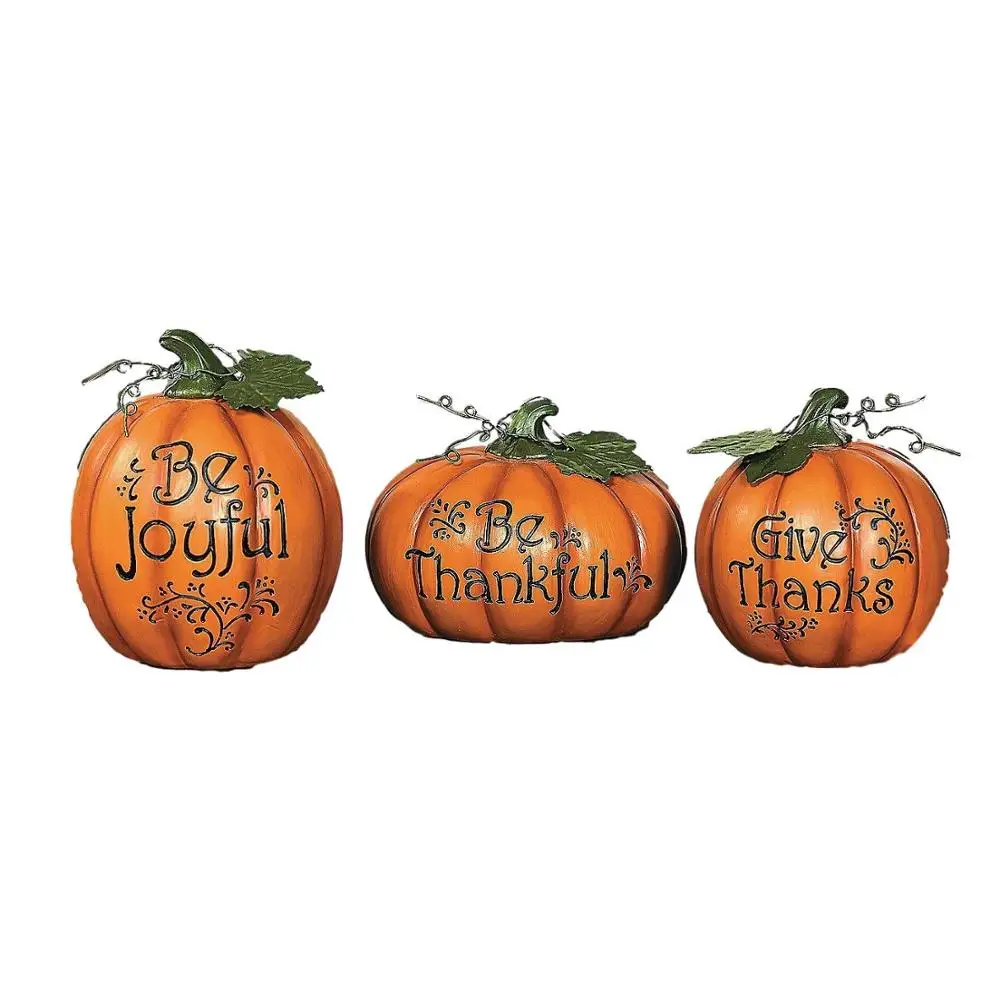 Polyresin Pumpkins Wholesale Carved Thanksgiving Pumpkin Set - Decorative Accessories