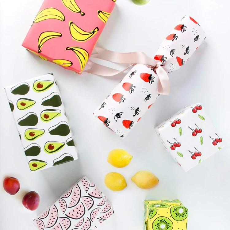 
Modern Style Various Fruits Patterns Printing Holiday Gift Wrapping Paper Roll 
