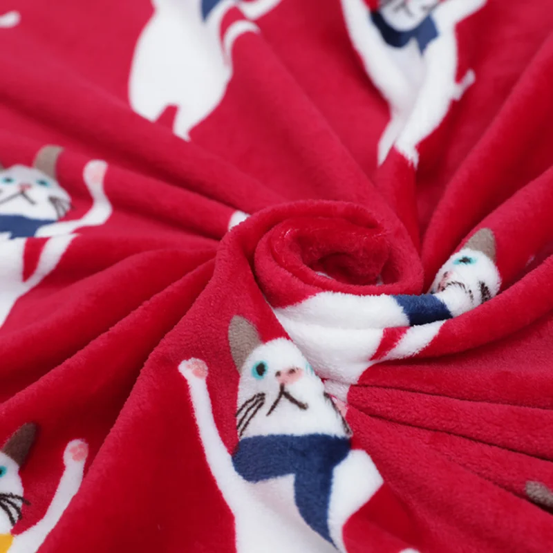 
Factory price soft baby flannel fabric cute cat pattern children air conditioning blanket 