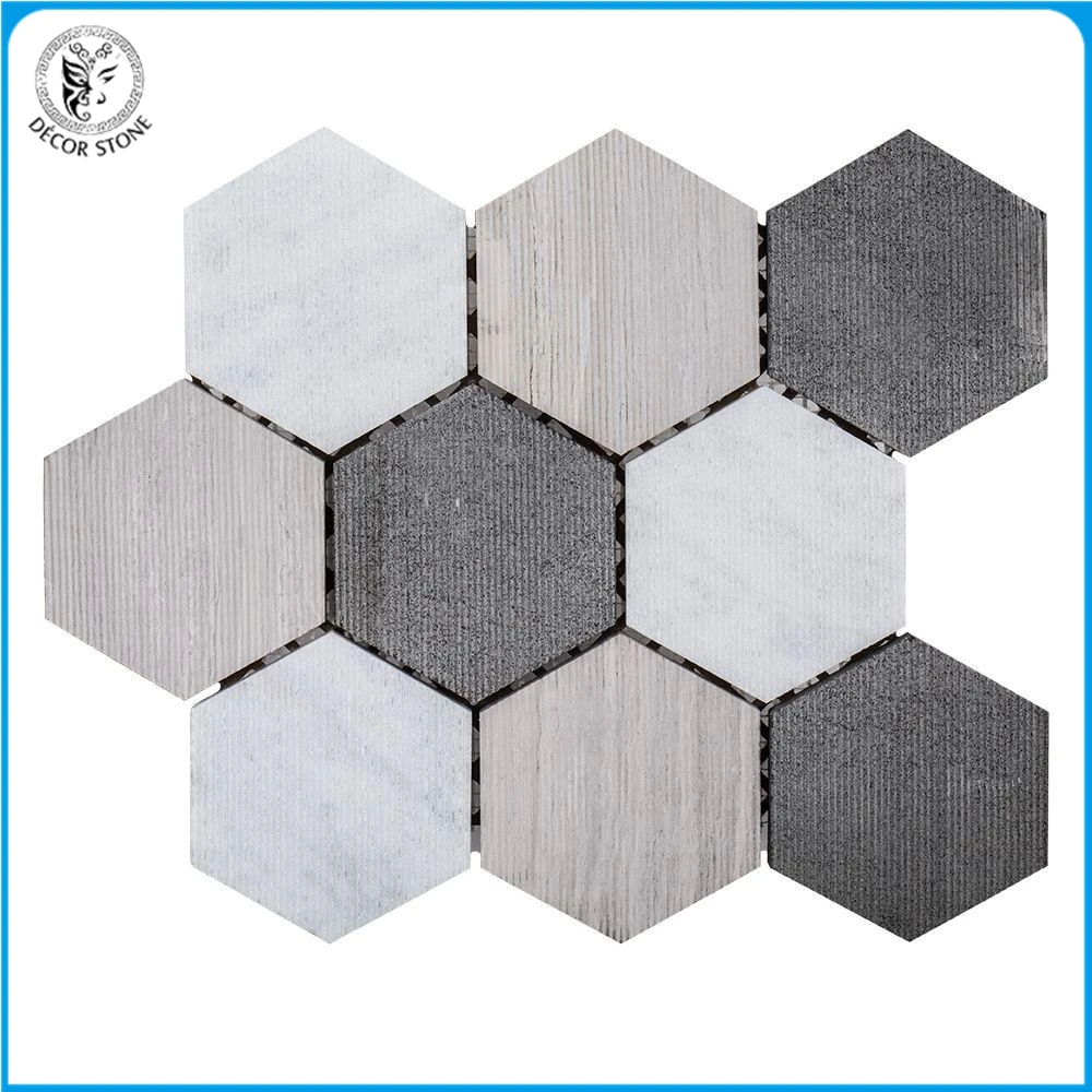 
Decorstone24 Mixed Color Hexagon Marble Bathroom Mirror Backsplash Tiles 