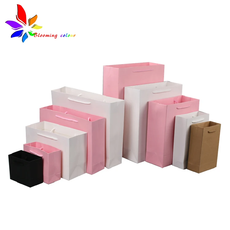 China Supplier Factory biodegradable black kraft packaging paper bag custom with handle and logo
