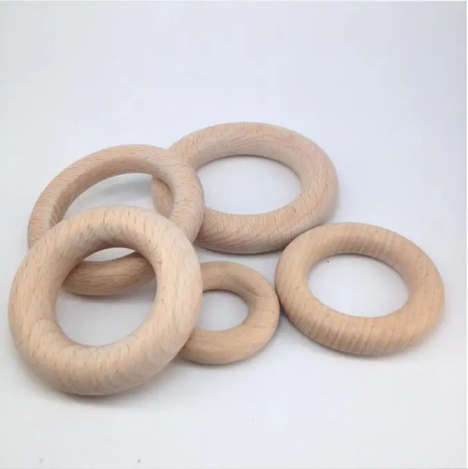 Premium beech Wooden Teething Ring Organic Teether rings different size Wood Teething Toy Wood Teething Ring