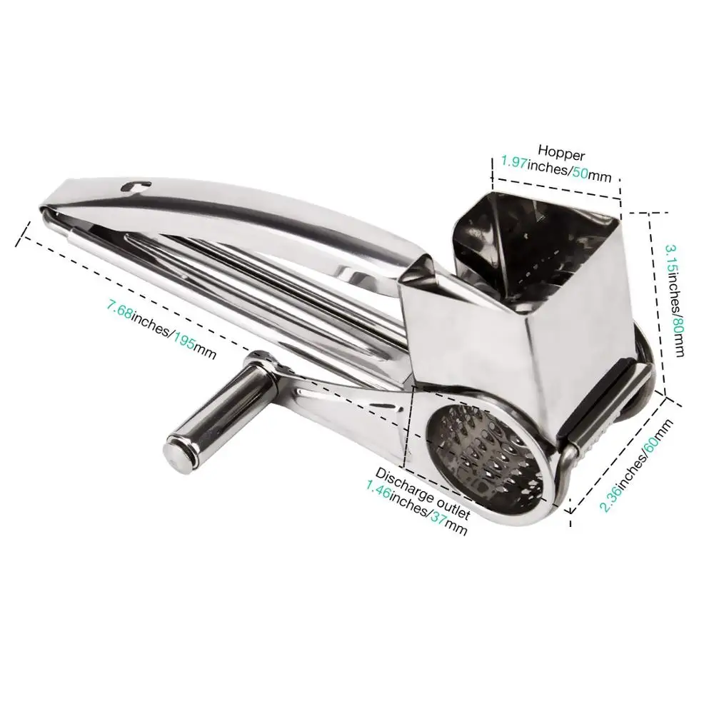 Hot Selling Stainless Steel Cheese Grater Rotary 4pcs Drums Interchanging Cheese Grater Cheese  Drums Slicer