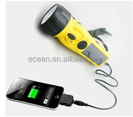 2018 Newest Design LED Solar Hand Crank Generator Flashlight With Radio