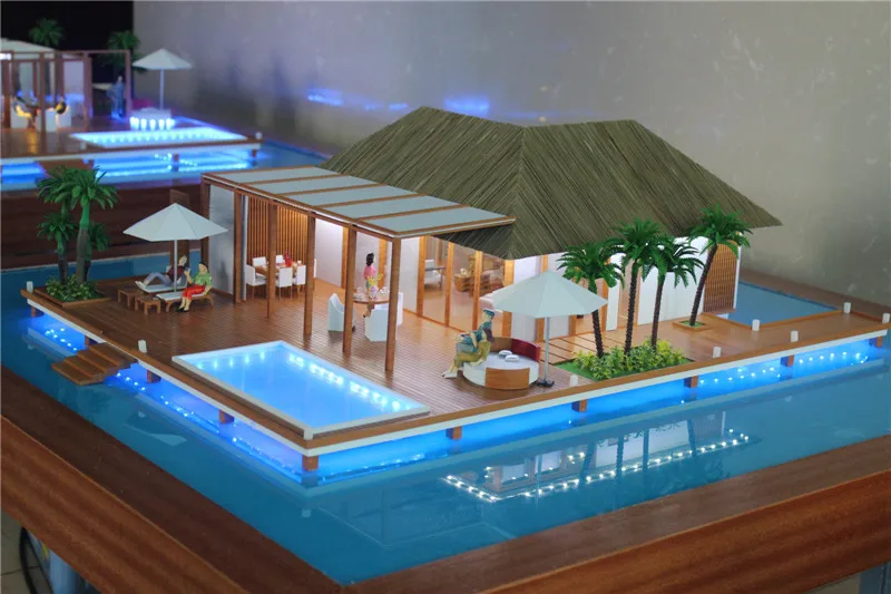 Resort Bungalow villa model in Maldives, bungalow wooden 3d model