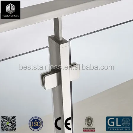 Stainless Steel Square Pipe/Tube Glass Railing Design